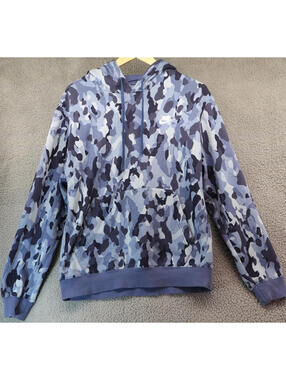 Nike Men Hoodie Medium Blue Camo Print